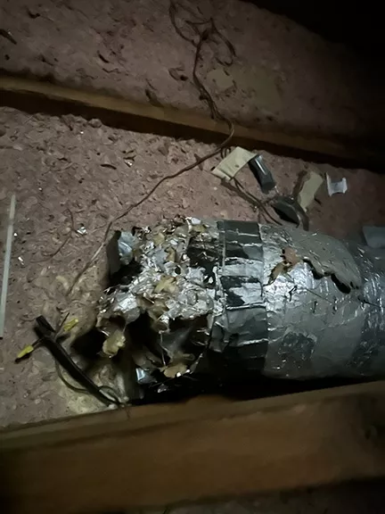 Air duct destroyed by racoon