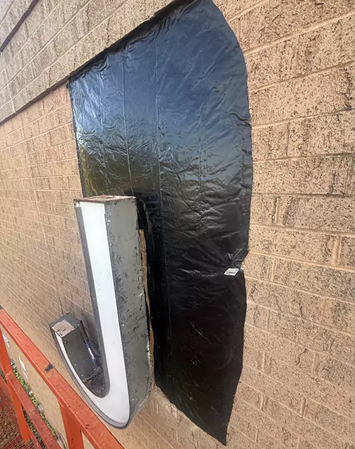 Wall sealed after bee removal